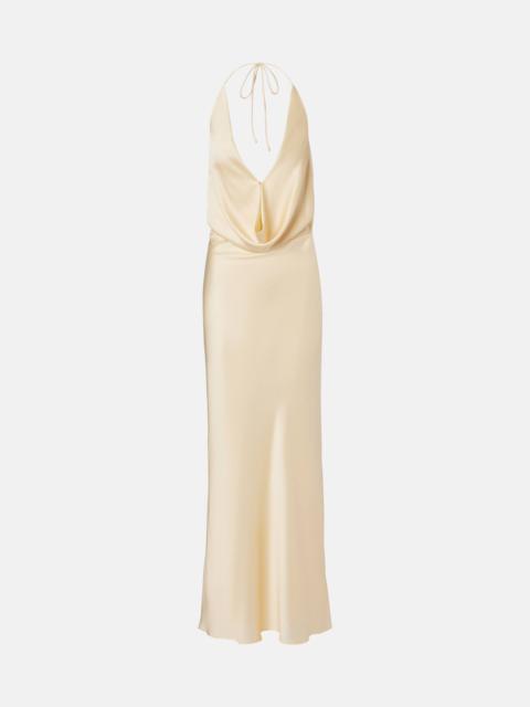 ROTATE Draped chiffon maxi dress