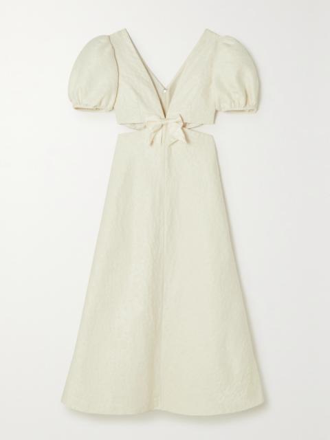 markarian Patti Silk-trimmed Cutout Floral-brocade Midi Dress