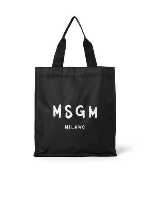 MSGM signature nylon tote bag with brush stroke logo