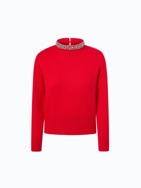 PINKO WOOL-BLEND SWEATER WITH JEWEL COLLAR