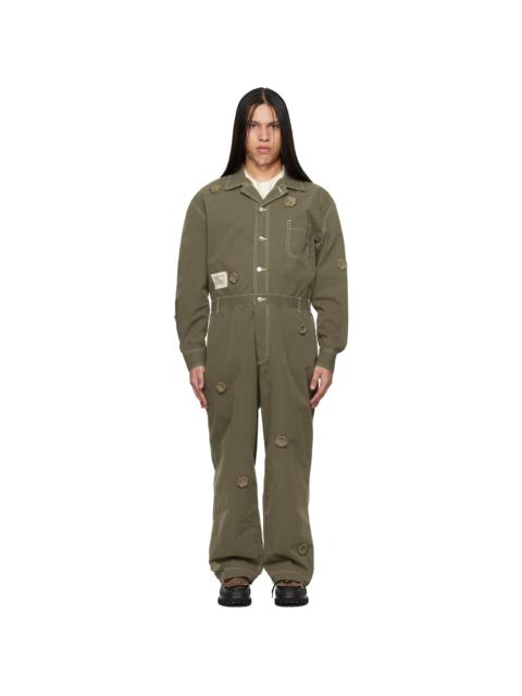 Song for the Mute Green Birkenstock Edition 'The Gardener' Crochet Flower Jumpsuit
