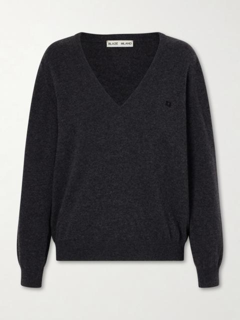 BLAZÉ MILANO Highland Embroidered Wool And Cashmere-blend Sweater