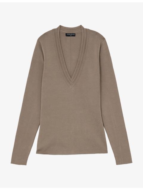 REISS Reiss Atelier Evangeline V-Neck Silk-Blend Top