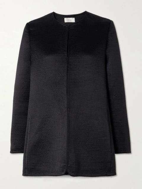 The Row Iben topstitched silk-satin jacket Black