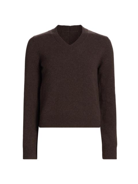MM6 Maison Margiela Women's V-Neck Wool-Blend Sweater - Brown