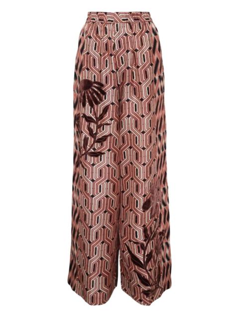BIYAN printed elasticated-waist trousers
