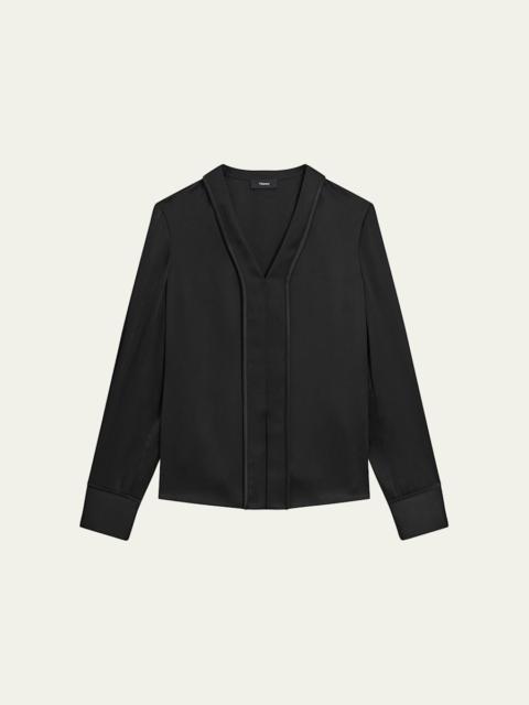 Theory Long-Sleeve Satin Blouse