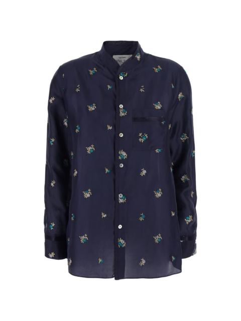 forte_forte floral-embroidered silk shirt