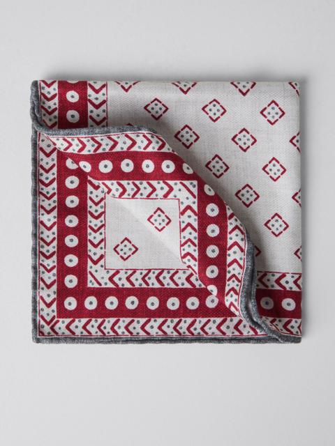 Brunello Cucinelli Silk pocket square with pattern and border
