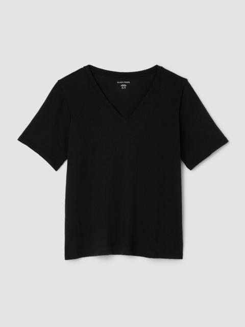 EILEEN FISHER Organic Cotton Slubby Jersey V-Neck Tee