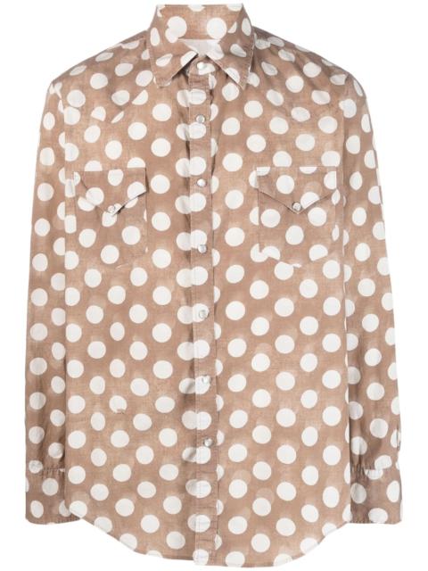 polka-dot print cotton shirt