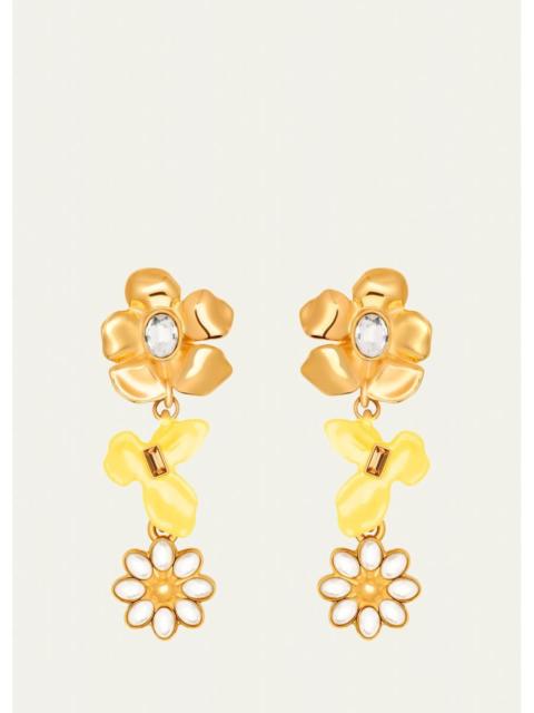 Oscar de la Renta Wildflower Triple Drop Earrings
