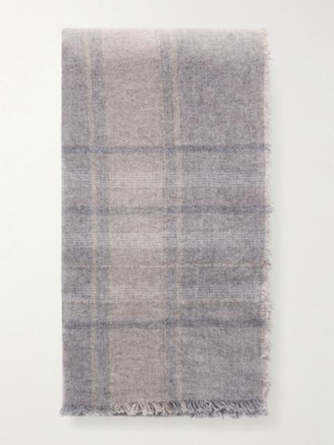 Johnstons of Elgin Kerrera Checked Cashmere Scarf Gray
