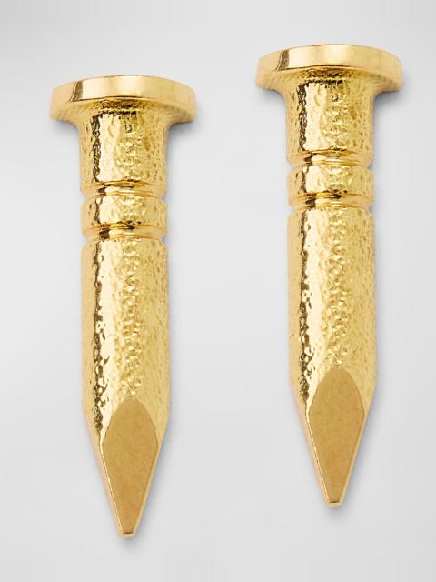 DAVID WEBB 18K Yellow  Gold Polished Nail Stud Earrings