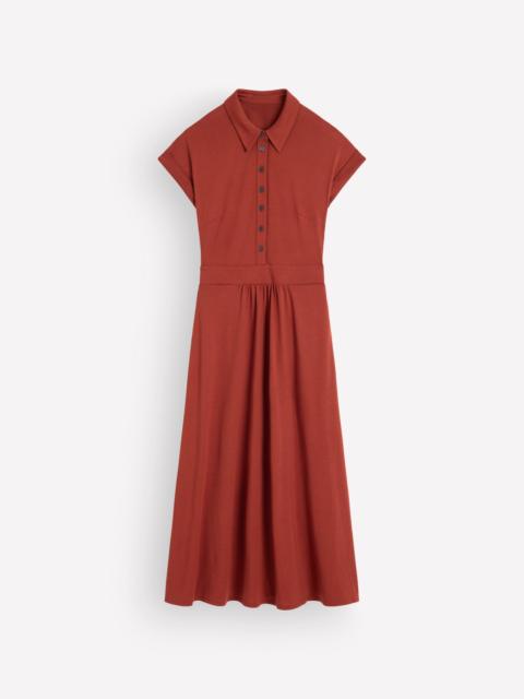 BODEN Fae Jersey Shirt Dress-Burnt Orange
