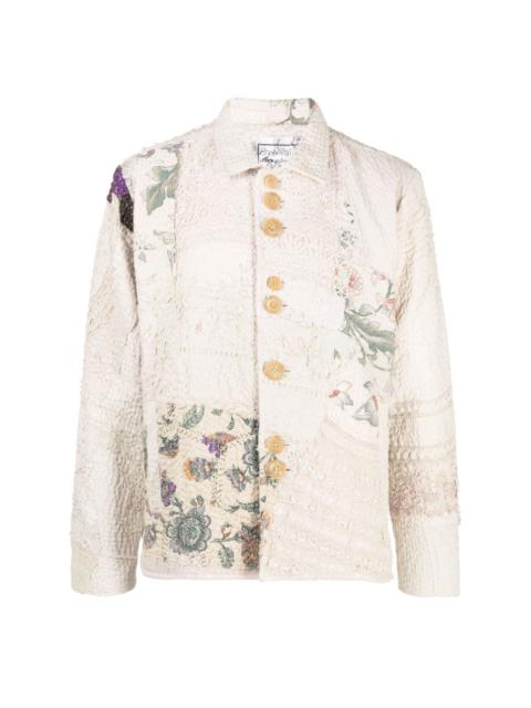 embroidered-patchwork cotton shirt jacket