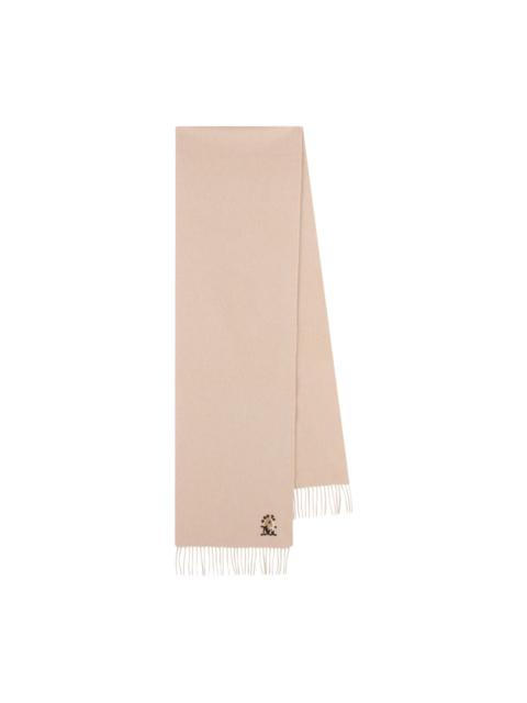 Max Mara fringed embroidered-detail scarf