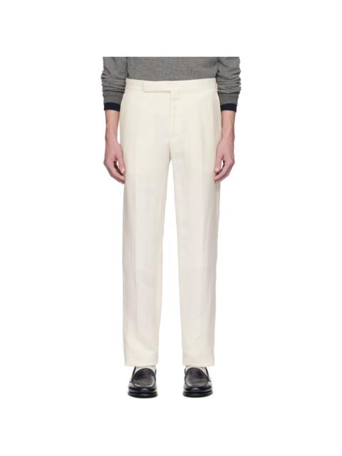 Ralph Lauren Off-White Gregory Hand-Tailored Silk-Linen Trousers