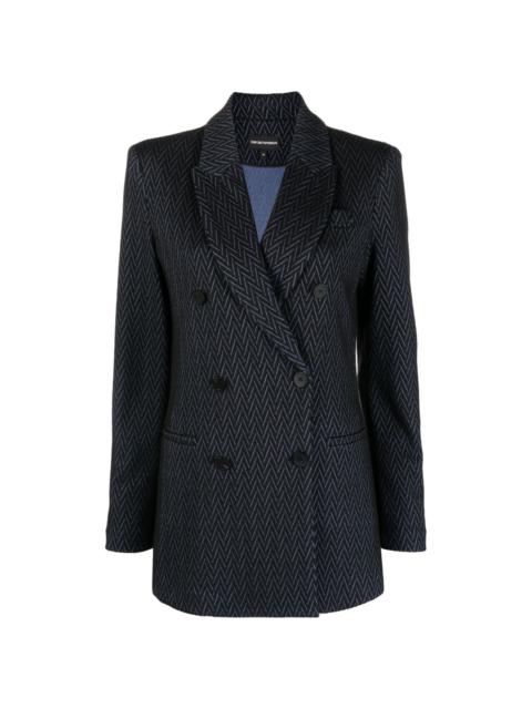 double-breasted herringbone blazer