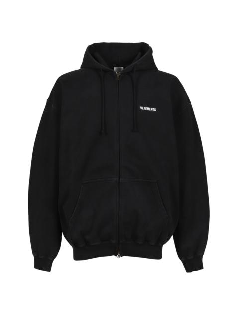 ICONIC LOGO ZIP-UP HOODIE / BLK