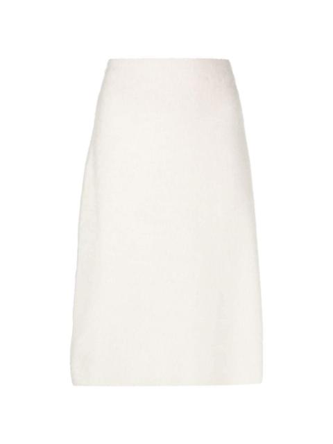 wool-blend midi pencil skirt