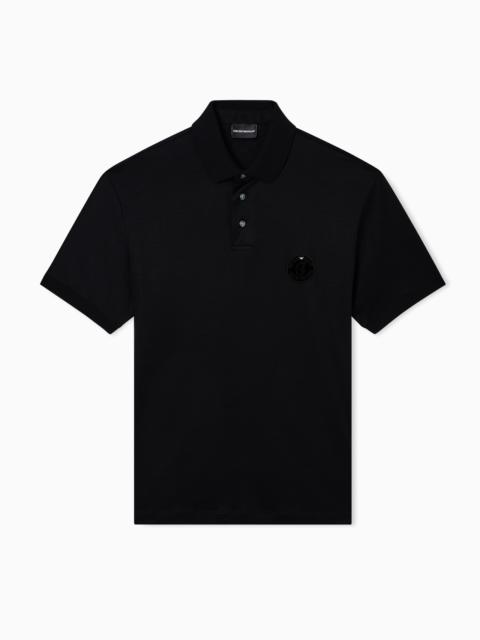 EMPORIO ARMANI LUNAR NEW YEAR LYOCELL-BLEND JERSEY POLO SHIRT WITH PATCH