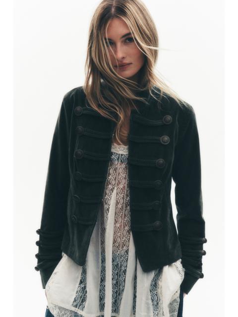 FREE PEOPLE Fitted Velvet Military Jacket