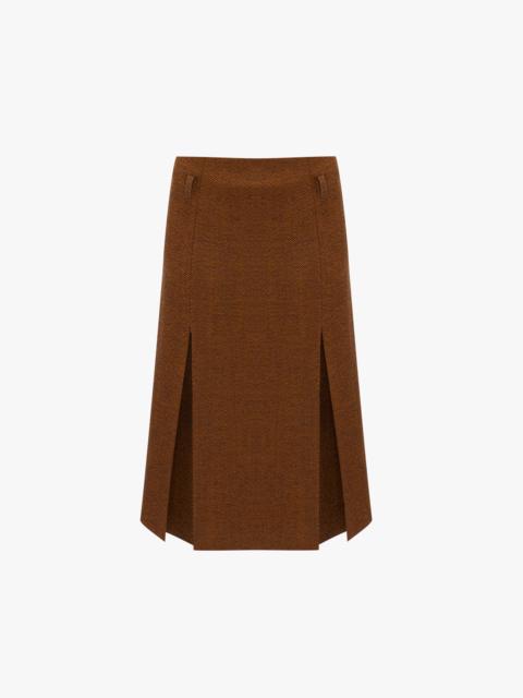 Victoria Beckham Double Layer Split Skirt In Caramel