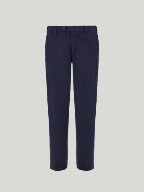 Canali NAVY BLUE REGULAR FIT CHINO PANTS IN COTTON AND SILK GABARDINE