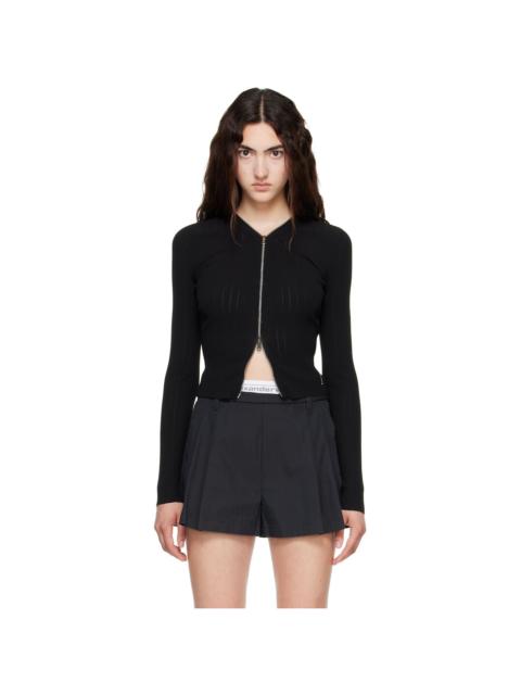 Alexander Wang Black V-Neck Pointelle Cardigan