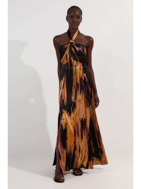 KAREN MILLEN Petite Marble Devour Halter Neck Maxi Dress