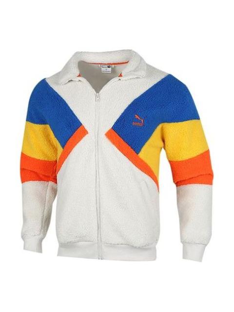 PUMA PUMA Retro Block Sherpa Stand Collar Colorblock lamb's wool Casual Jacket Gray 530808-05