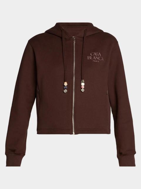 CASABLANCA Cotton-Cashmere Crop Hoodie
