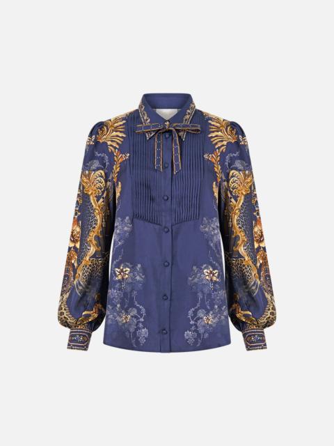 CAMILLA COLLARED SHIRT WITH PINTUCKS CLOAKED IN BAROQUE