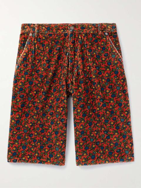 ERL Straight-Leg Floral-Print Cotton-Corduroy Bermuda Shorts