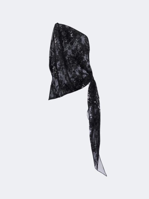 THE SEI Sequined one-shoulder lace top