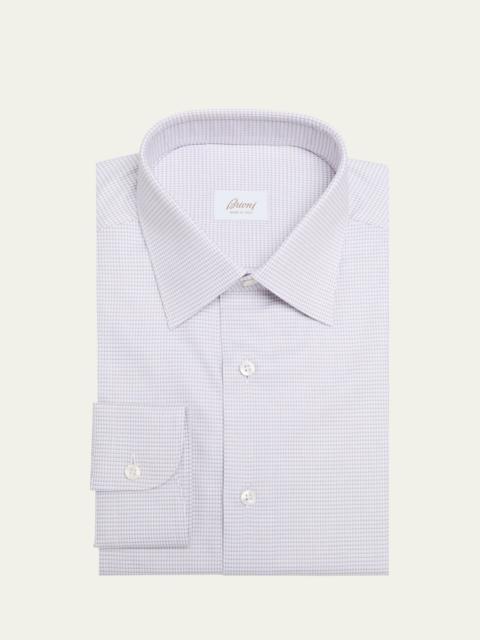 Brioni Men's Cotton Micro-Check Dress Shirt