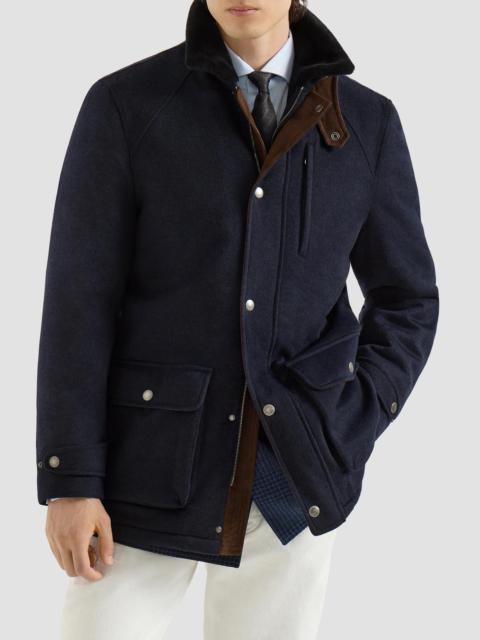 Brunello Cucinelli Men's Bonded Cashmere Beaver Cloth Field Jacket - Navy Blue