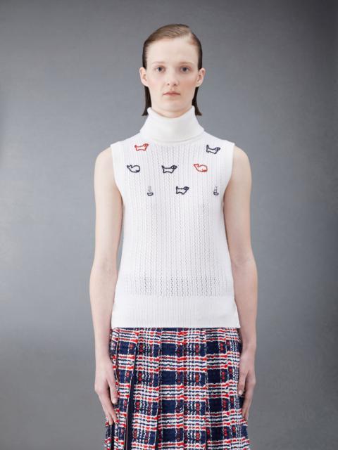 Thom Browne Merino Hand Embroidered Sleeveless Turtleneck