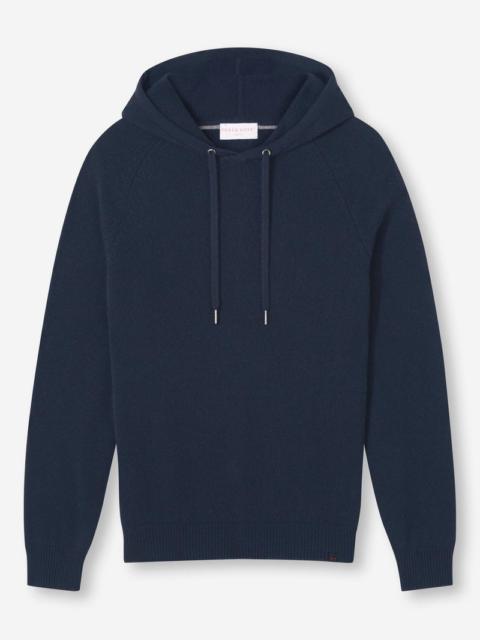 Derek Rose Men's Pullover Hoodie Dominic Cashmere Navy