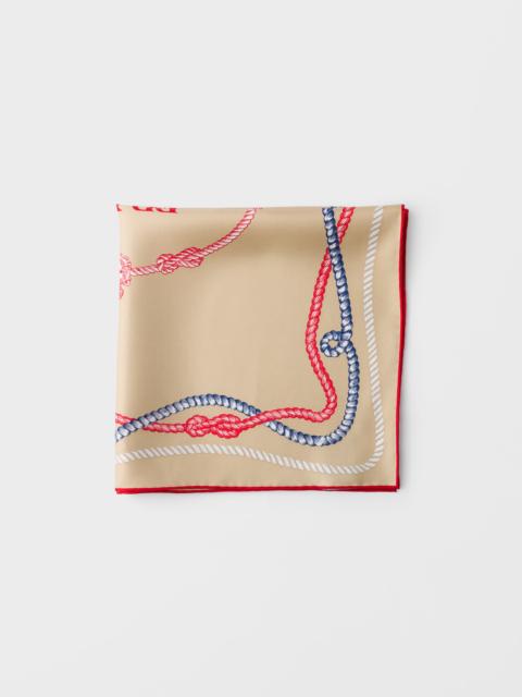 Prada Printed silk twill scarf, 55 x 55 cm