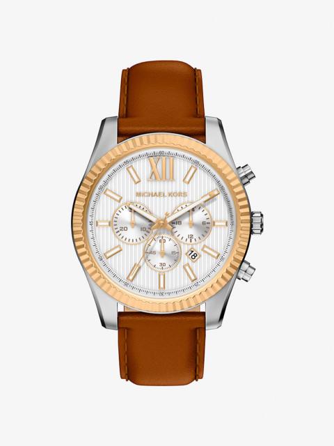 MICHAEL KORS Oversized Lexington Two-Tone and Leather Watch