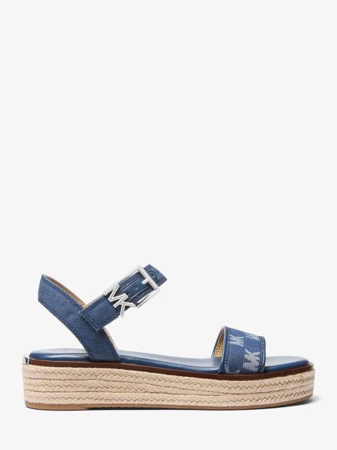 MICHAEL KORS Richie Logo Jacquard Denim Espadrille Sandal