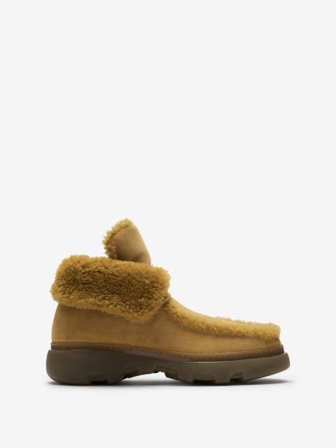 Suede and Shearling Creeper Shoes