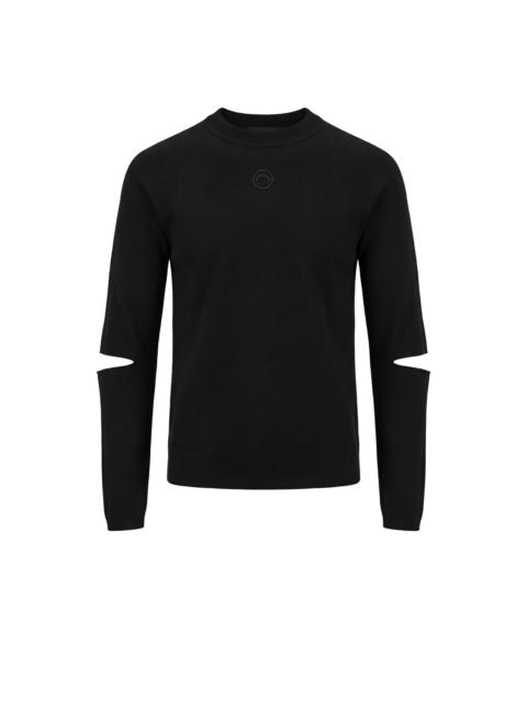 MOON LOGO KNIT SLIT CREWNECK SWEATER