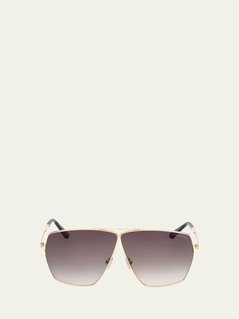 TOM FORD Stella Aviator Square Metal Sunglasses