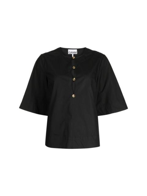 cut-out poplin blouse