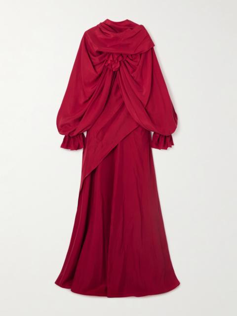 Alexander McQueen Cape-effect Ruffled Draped Silk-habotai Gown