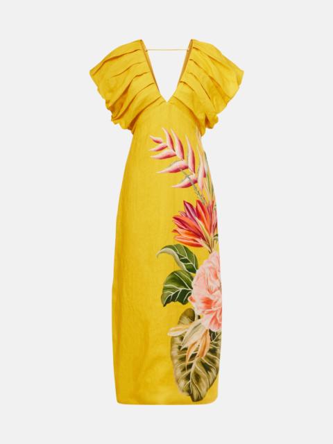 FARM RIO Spring Awakening floral linen midi dress