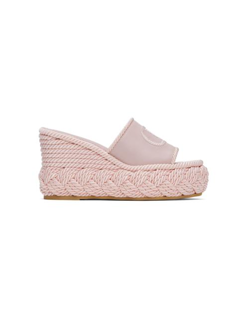 Valentino Pink VLogo Torchon Wedge Slide Sandals